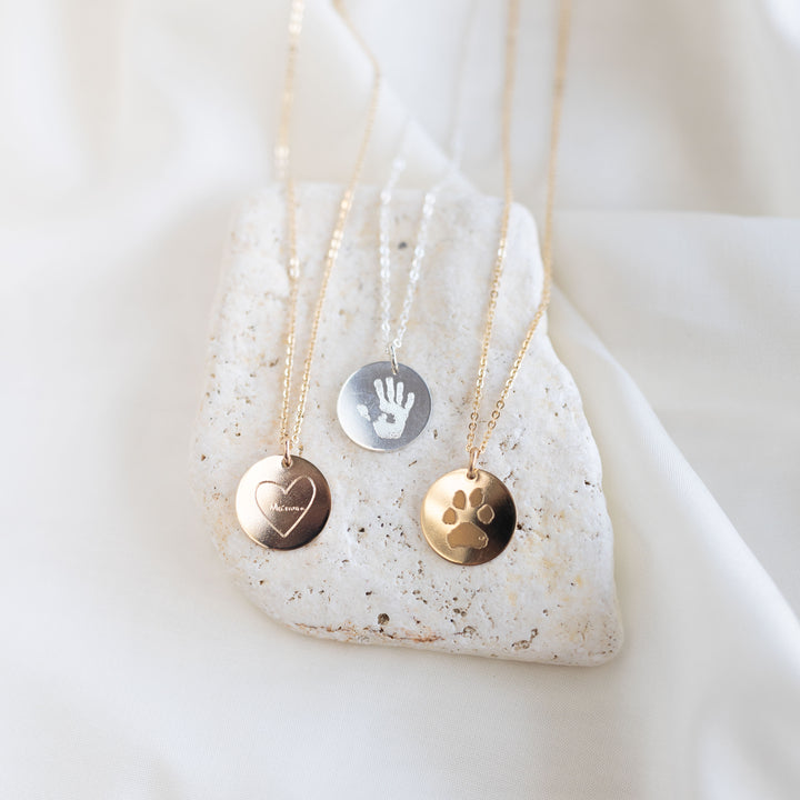 Custom Engraved hálsmen, Fingerprint / Footprint