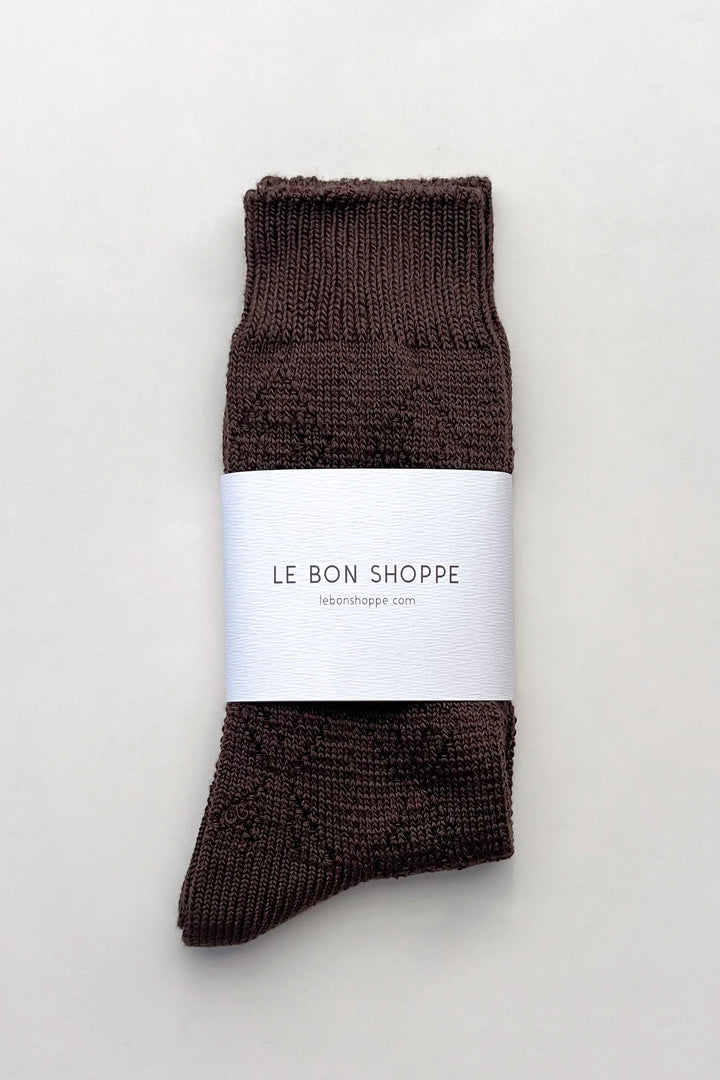 Modal Eyelet Socks, Brown