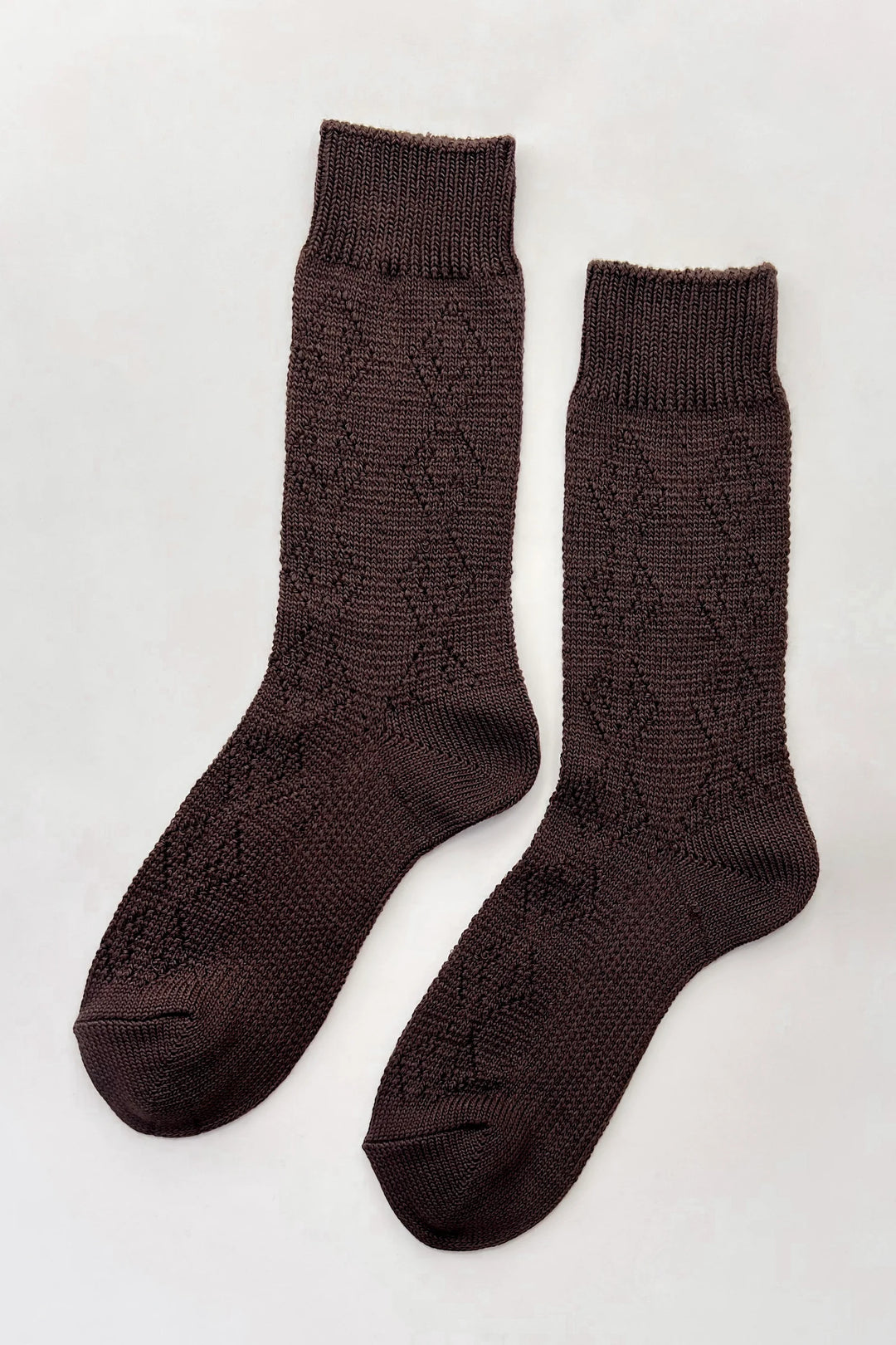 Modal Eyelet Socks, Brown