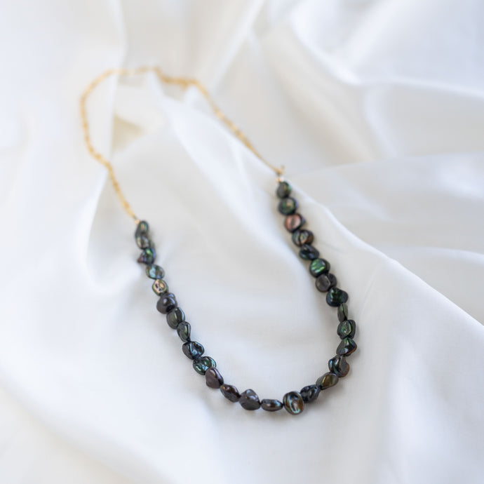 Olive Orchid Pearl Necklace