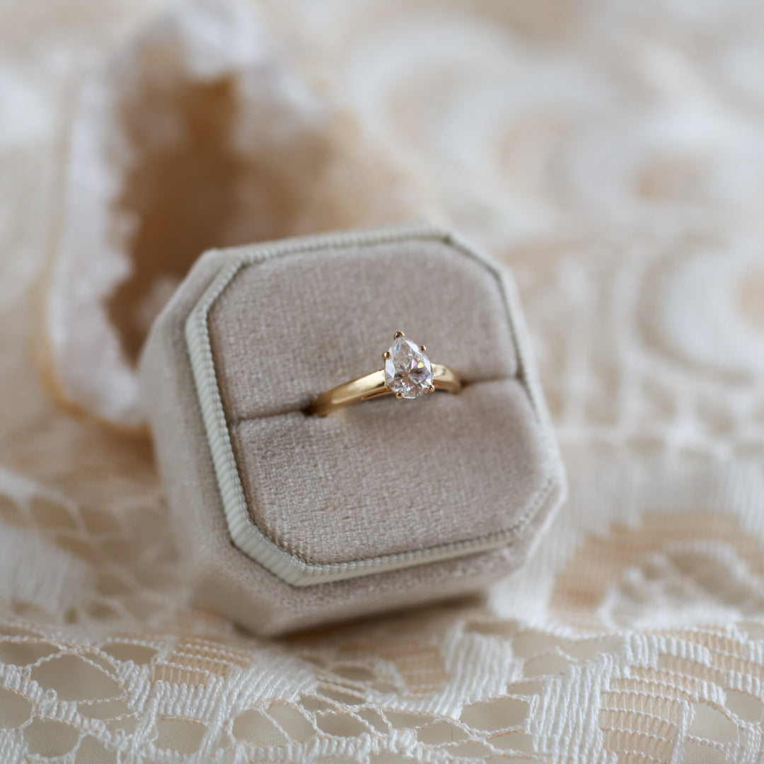 Teardrop Moissanite Ring, Size 54