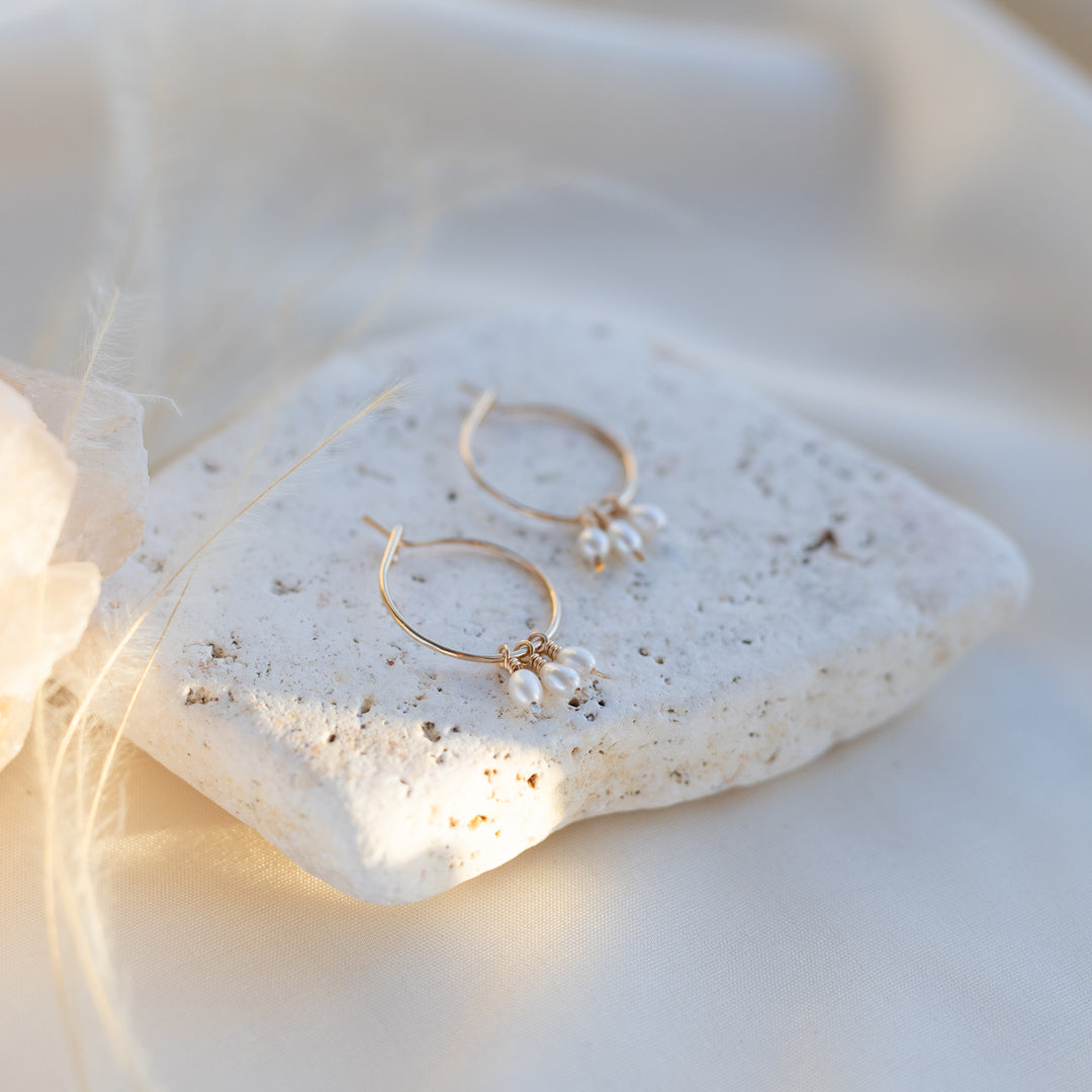 Teardrop Pearl Hoops