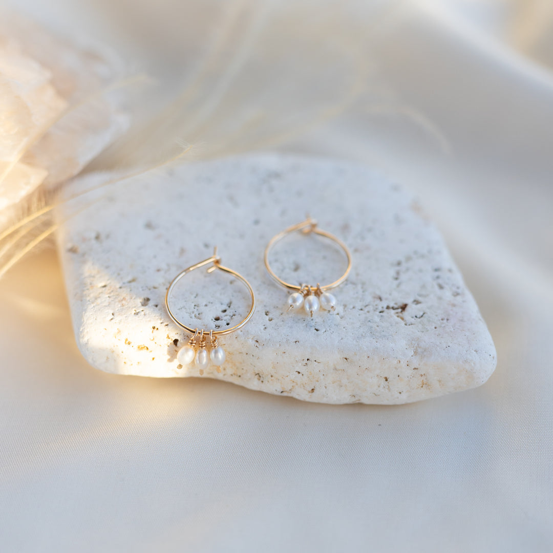 Teardrop Pearl Hoops