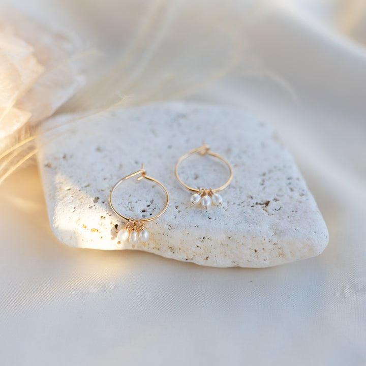 Teardrop Pearl Hoops