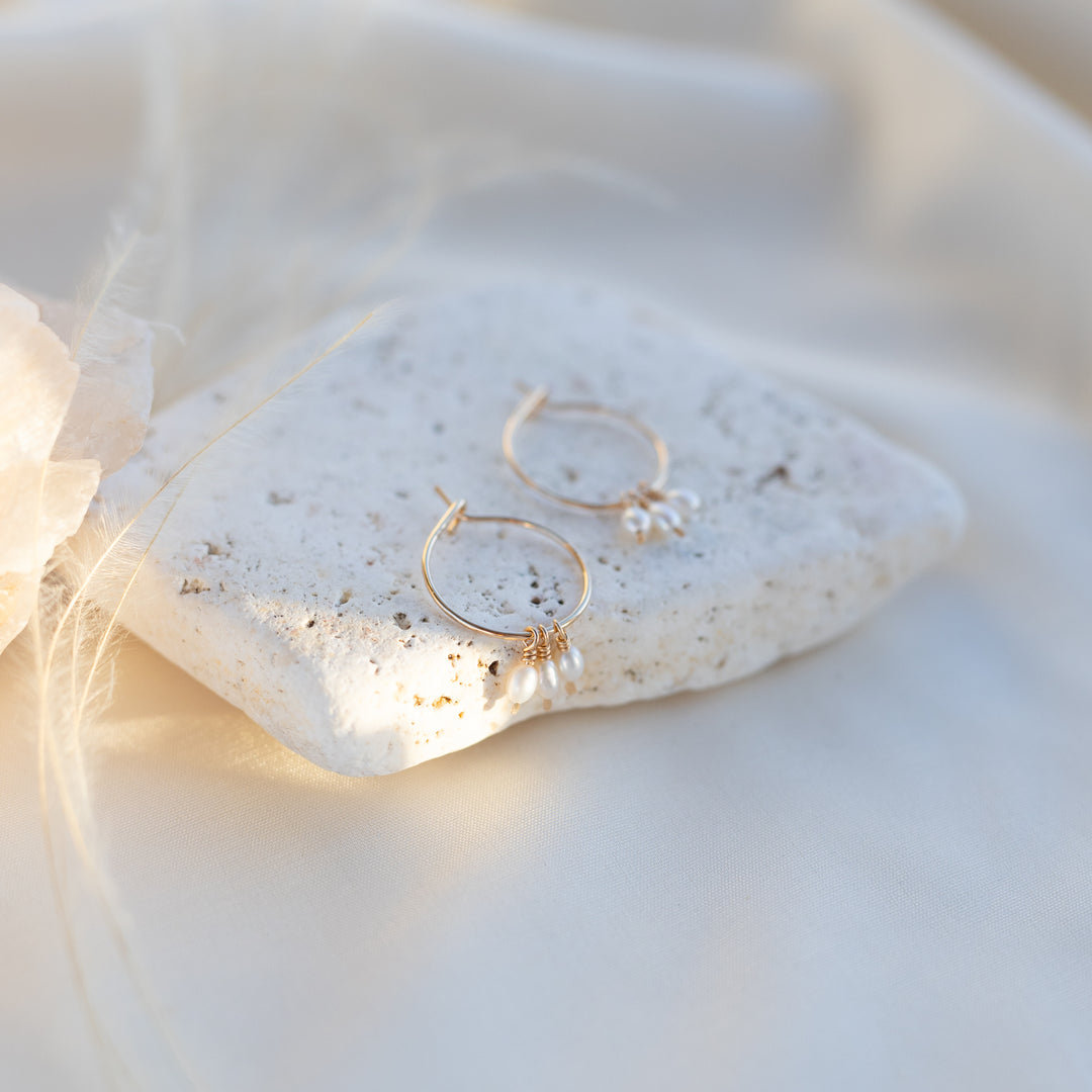 Teardrop Pearl Hoops