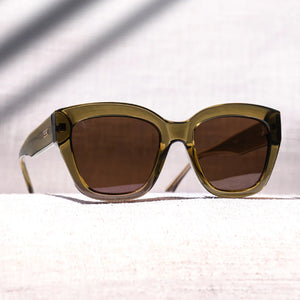 Ava Sunglasses, Khaki Crystal Green