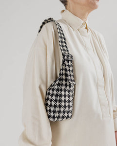 BAGGU Mini Nylon Shoulder Bag, Black & White Pixel Gingham