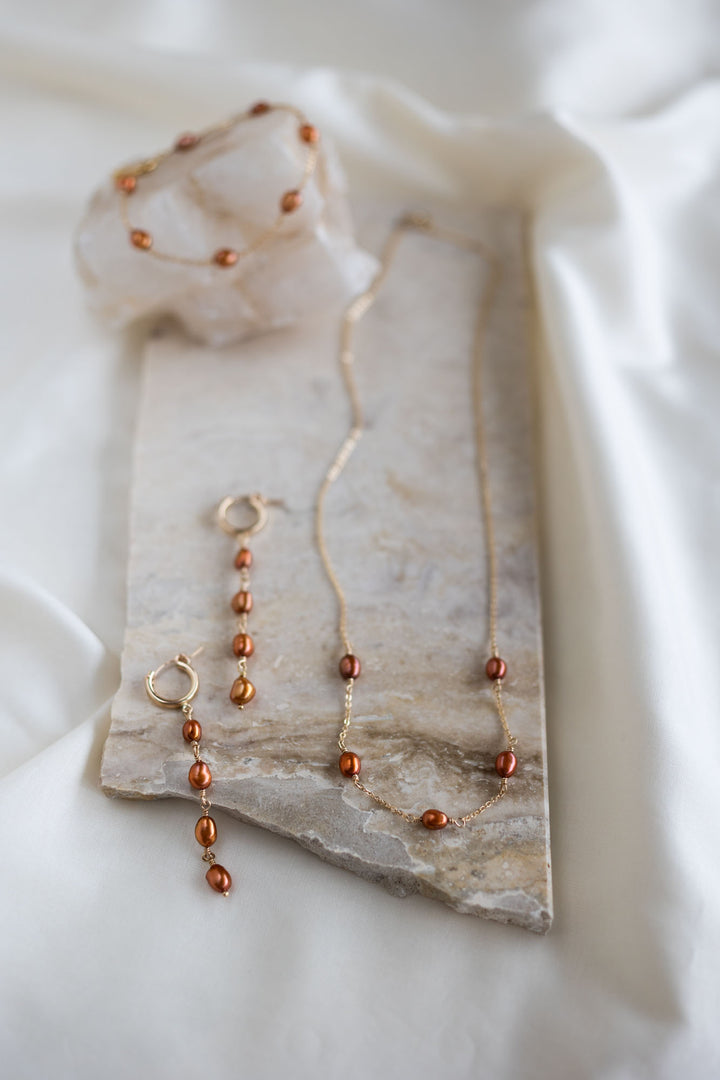 Spicy Orange Pearl Necklace