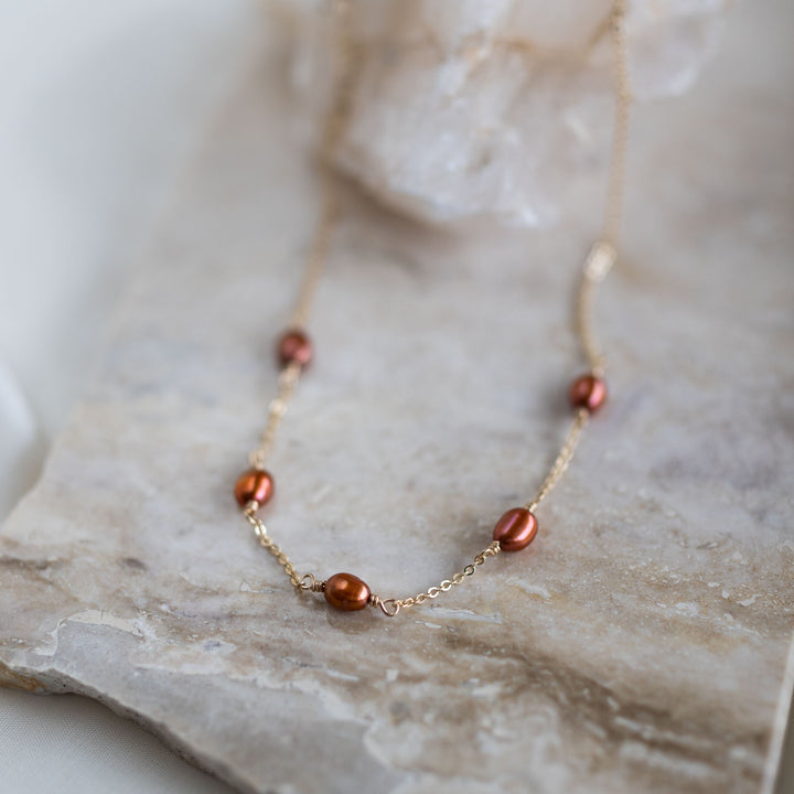 Spicy Orange Pearl Necklace