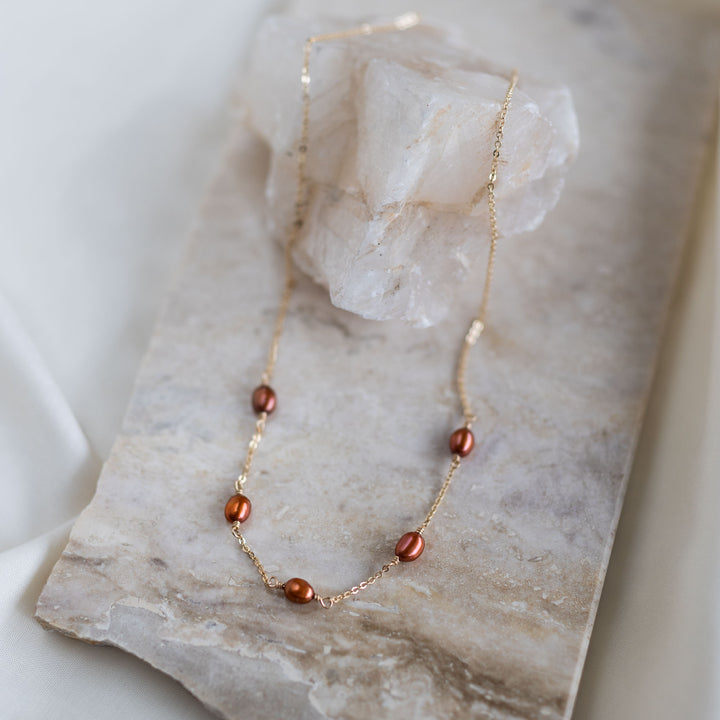Spicy Orange Pearl Necklace
