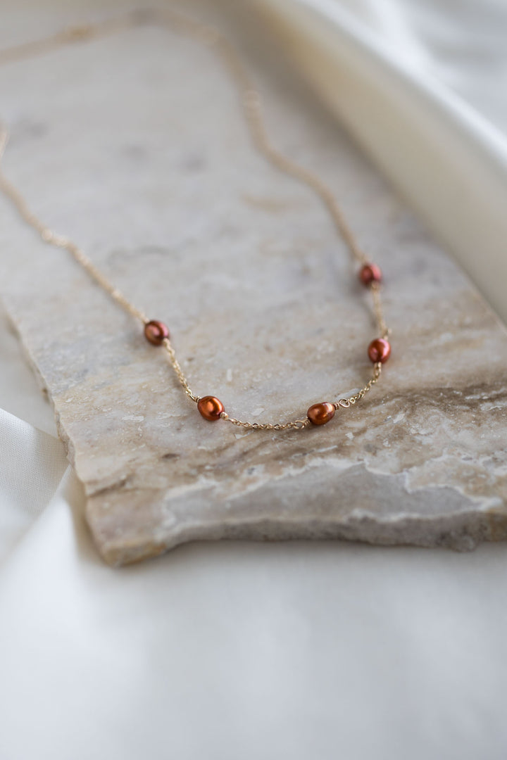 Spicy Orange Pearl Necklace