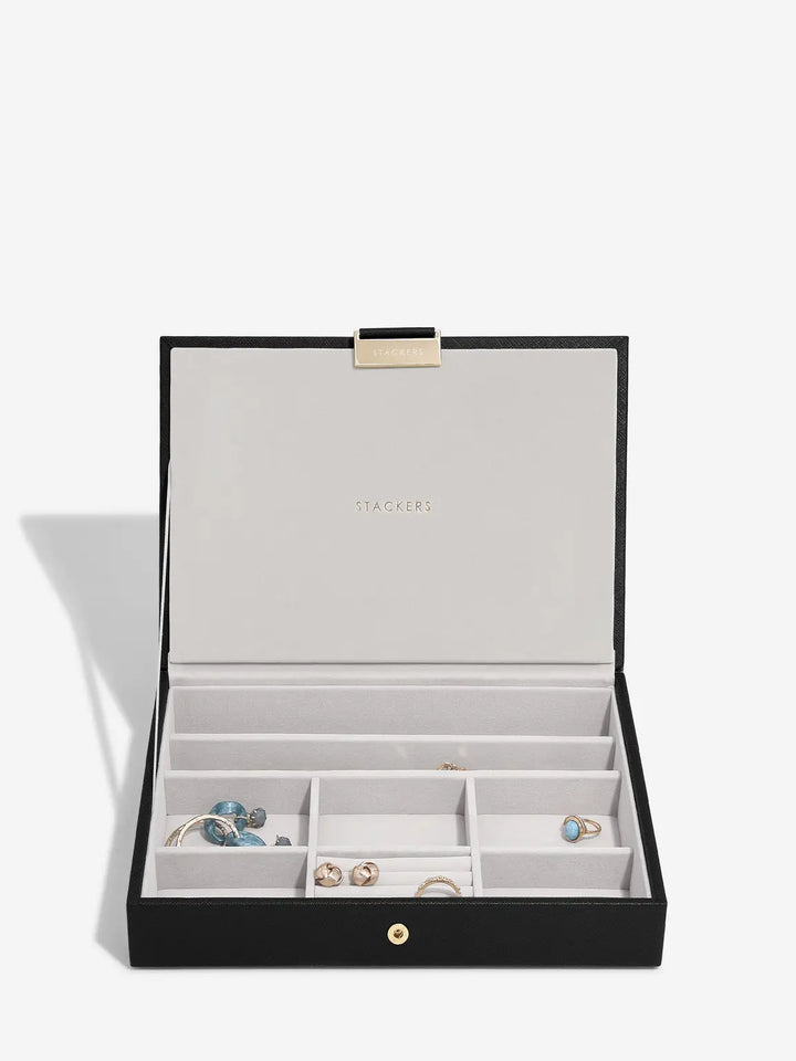 Stackers Black Raffia Jewellery Box Lid