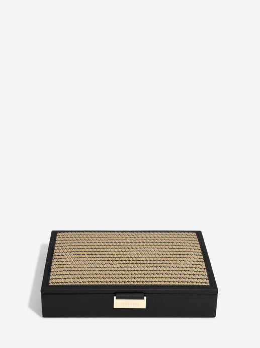 Stackers Black Raffia Jewellery Box Lid