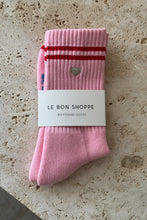 Load image into Gallery viewer, Le Bon Shoppe Embroidered Boyfriend Socks - Amour Pink + Heart