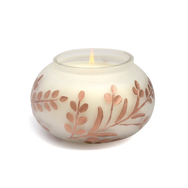 Cypress &amp; Fir - Frosted White Glass Metallic Etching Candle