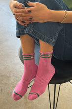 Load image into Gallery viewer, Le Bon Shoppe Embroidered Girlfriend Socks - Rose Pink + Heart