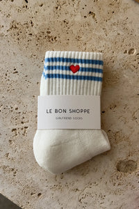 Le Bon Shoppe Embroidered Girlfriend Socks - Ivory + Heart