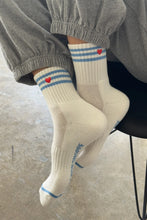 Load image into Gallery viewer, Le Bon Shoppe Embroidered Girlfriend Socks - Ivory + Heart