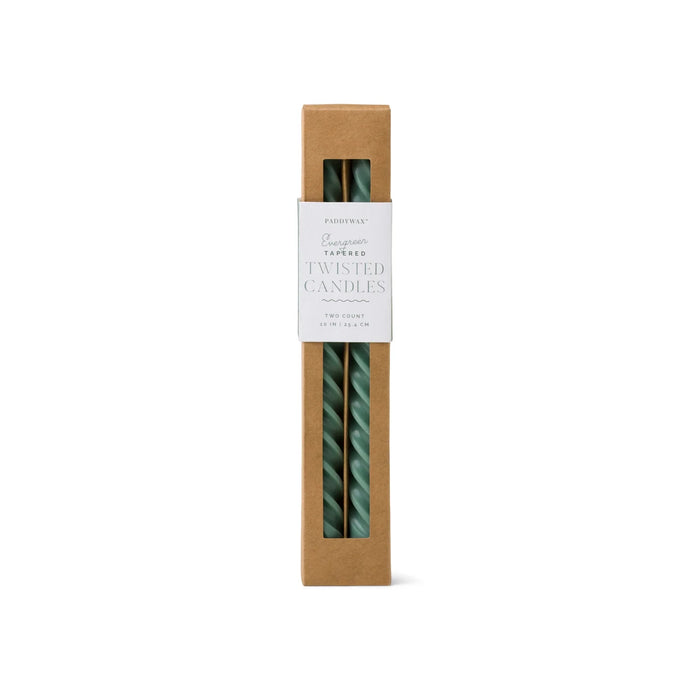 Evergreen Green Twisted Taper Candles - 2 Pack