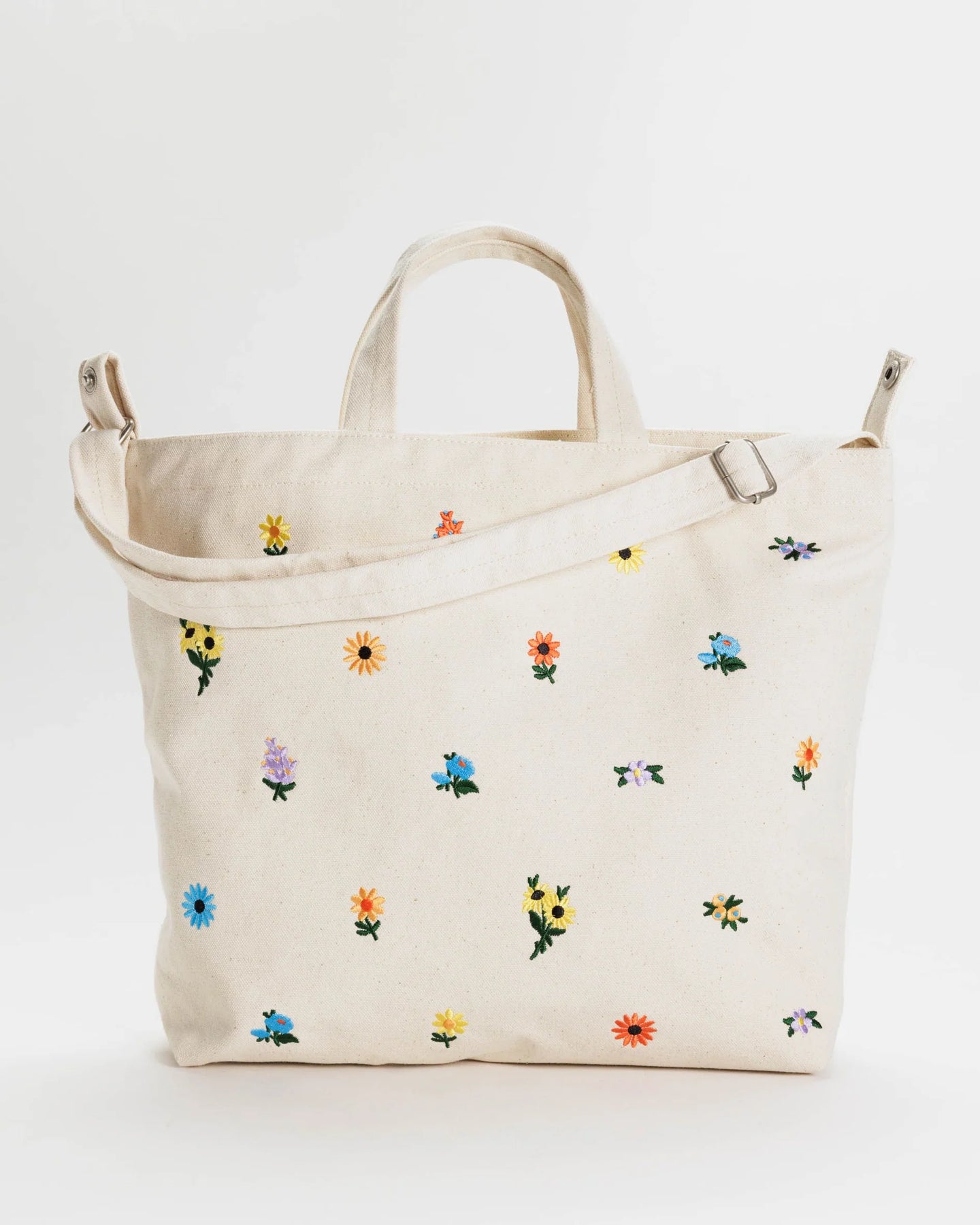 BAGGU Ivory Ditsy Floral Horizontal Zip Tote