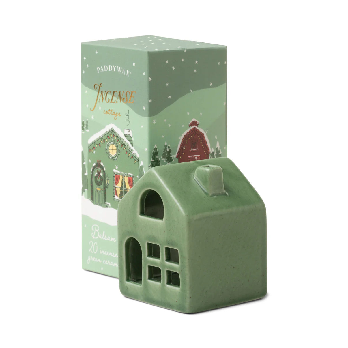 Winter Ceramic Incense Holder - Green Cottage, Balsam & Fir