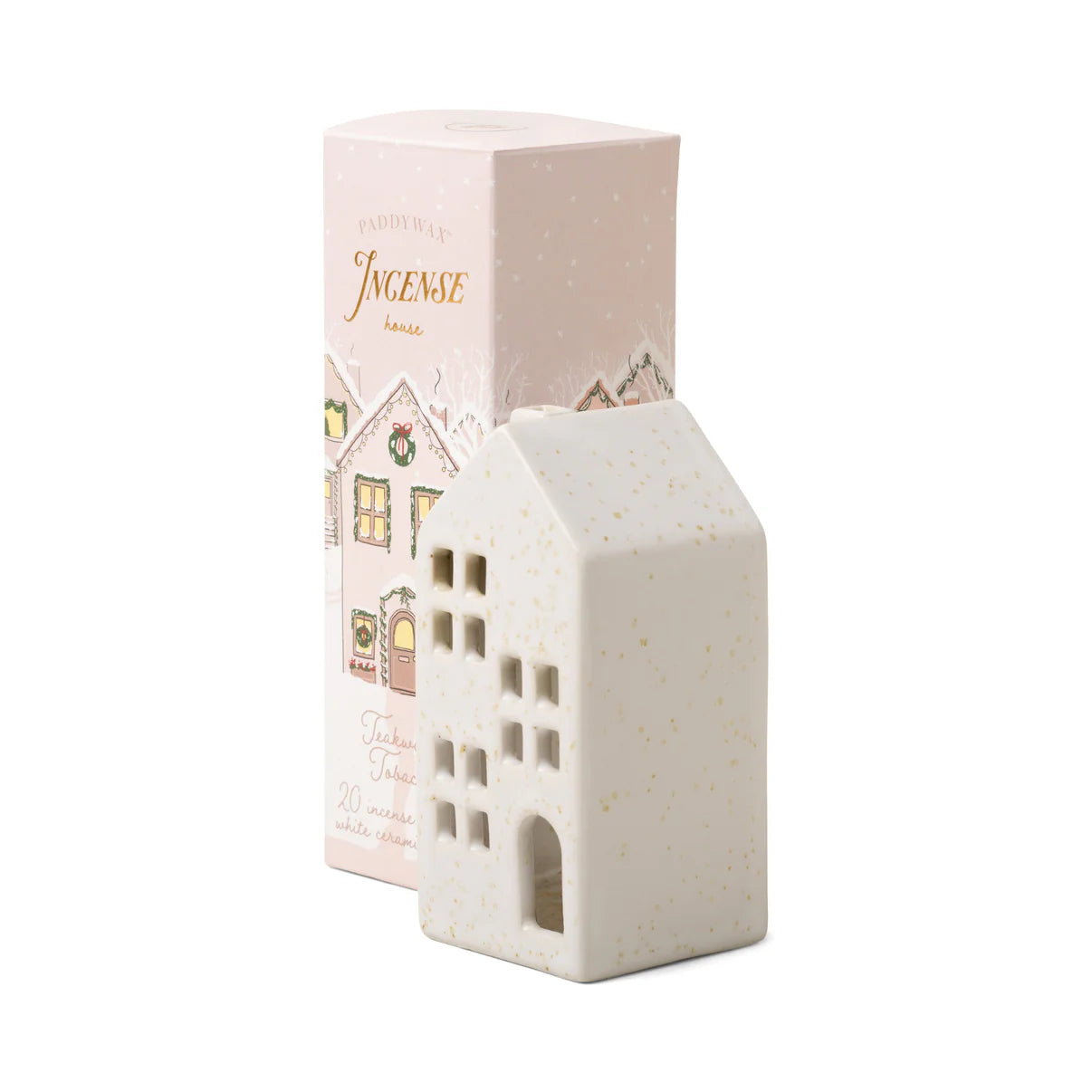 Winter Ceramic Incense Holder - White Townhouse, Teakwood Tobacco