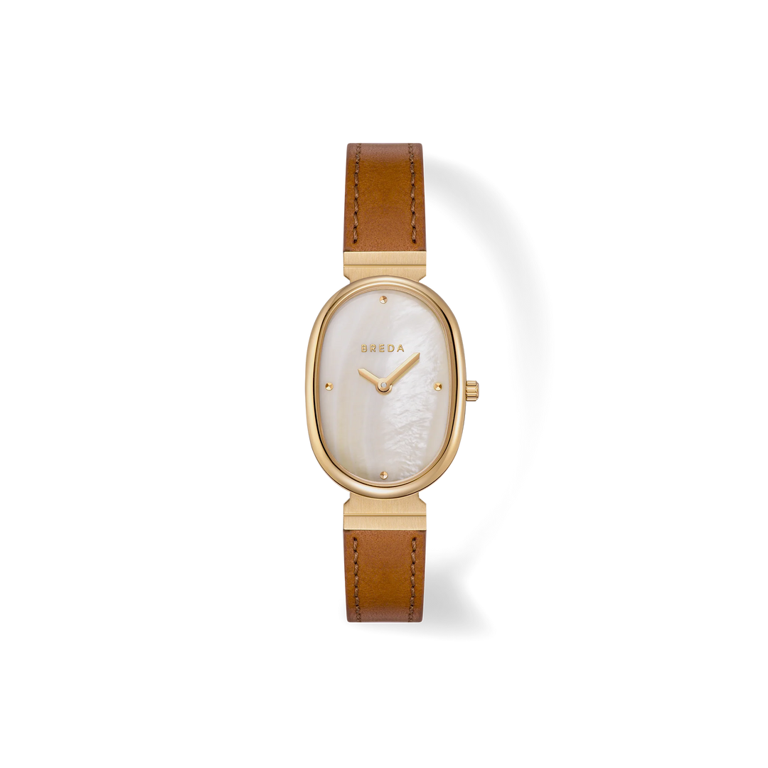 Breda - Jane Leather Watch, Gold/Champagne