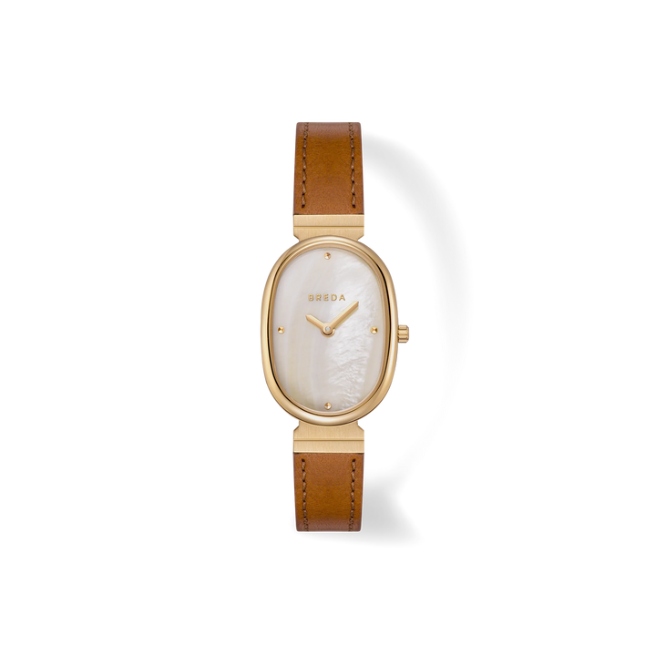 Breda - Jane Leather Watch, Gold/Champagne