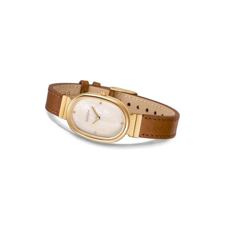 Breda - Jane Leather Watch, Gold/Champagne