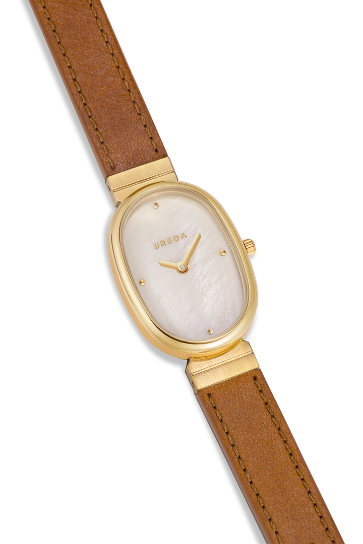 Breda - Jane Leather Watch, Gold/Champagne