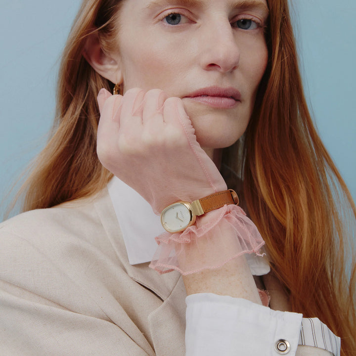 Breda - Jane Leather Watch, Gold/Champagne