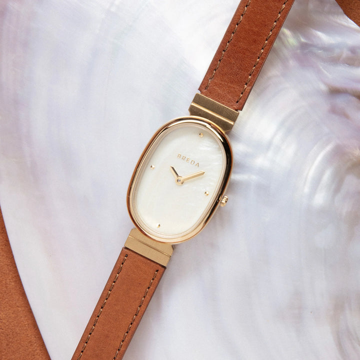Breda - Jane Leather Watch, Gold/Champagne
