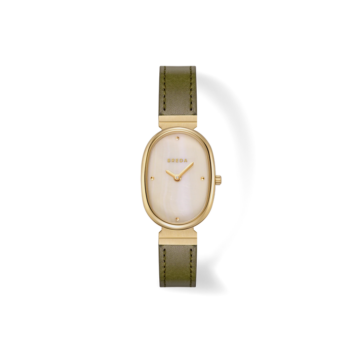 Breda - Jane Leather Watch, Olive/Gold