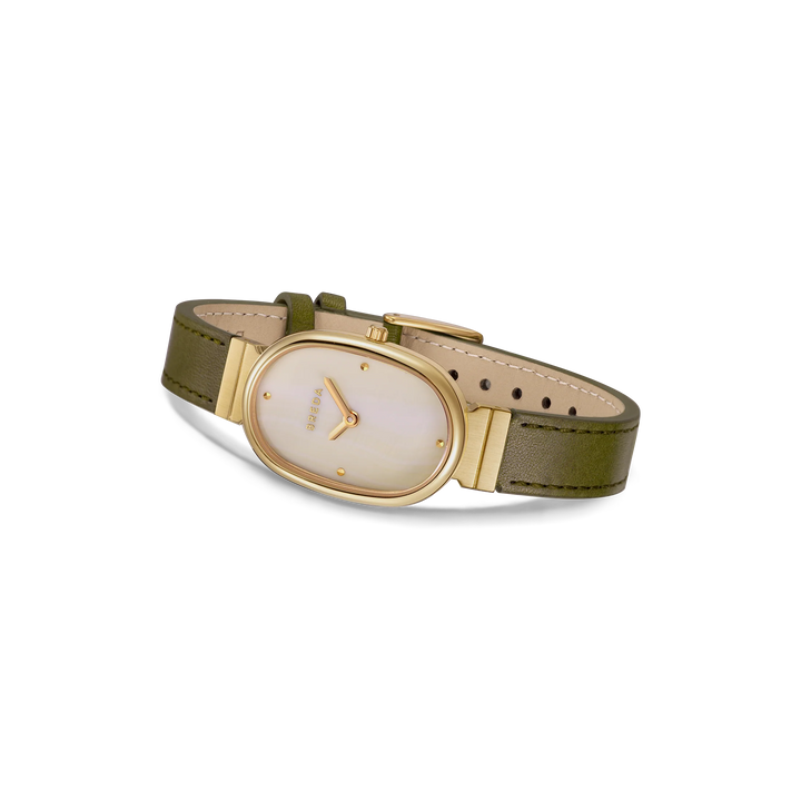 Breda - Jane Leather Watch, Olive/Gold