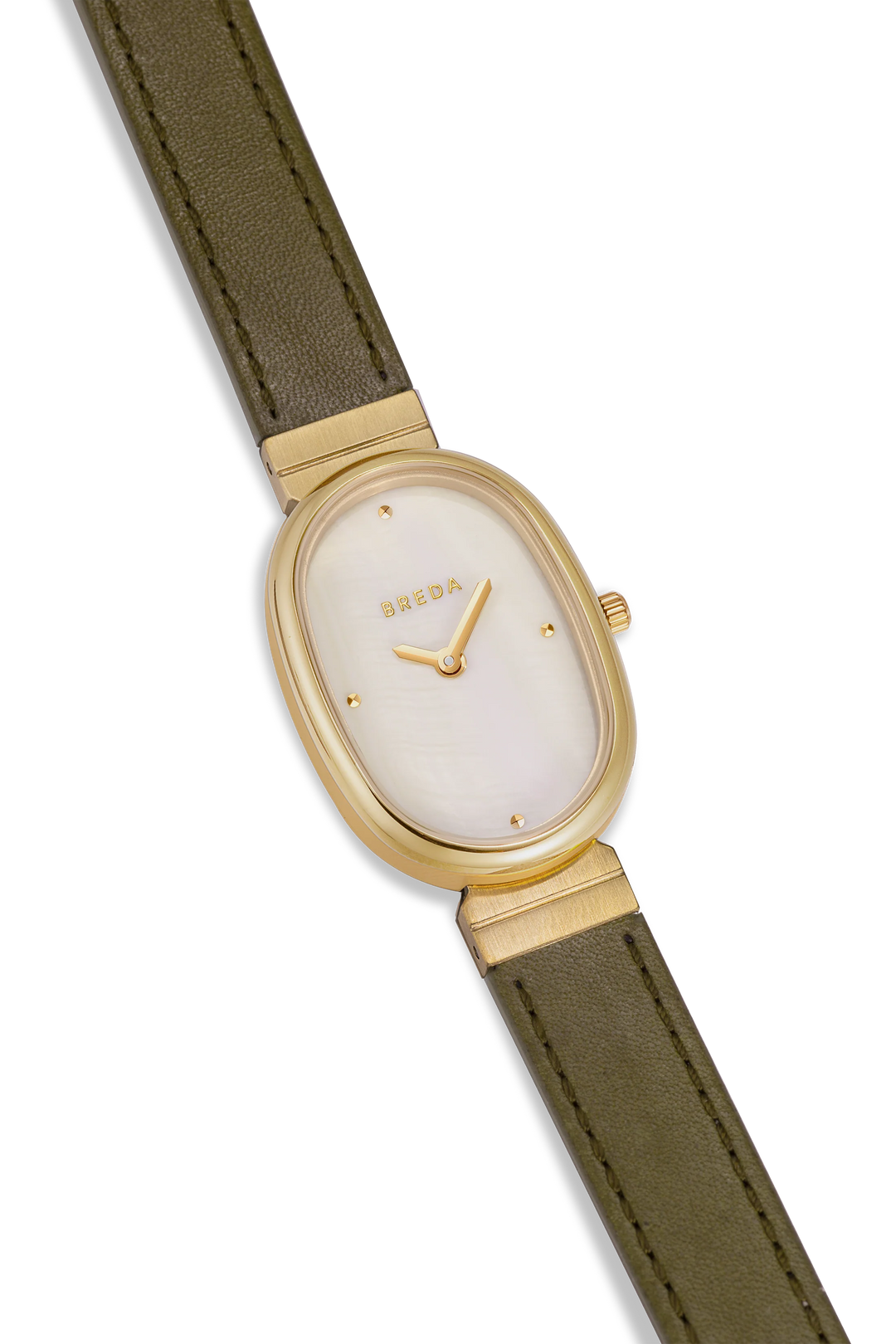Breda - Jane Leather Watch, Olive/Gold
