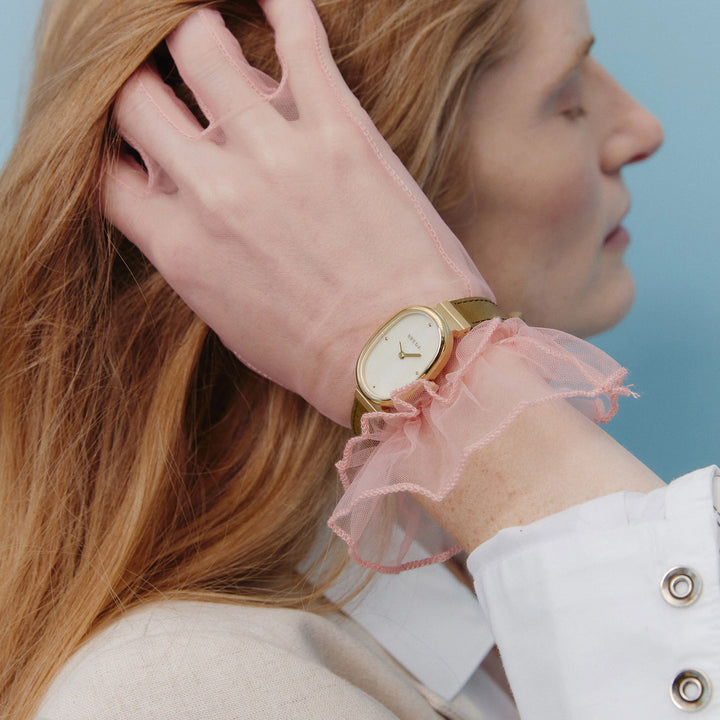 Breda - Jane Leather Watch, Olive/Gold