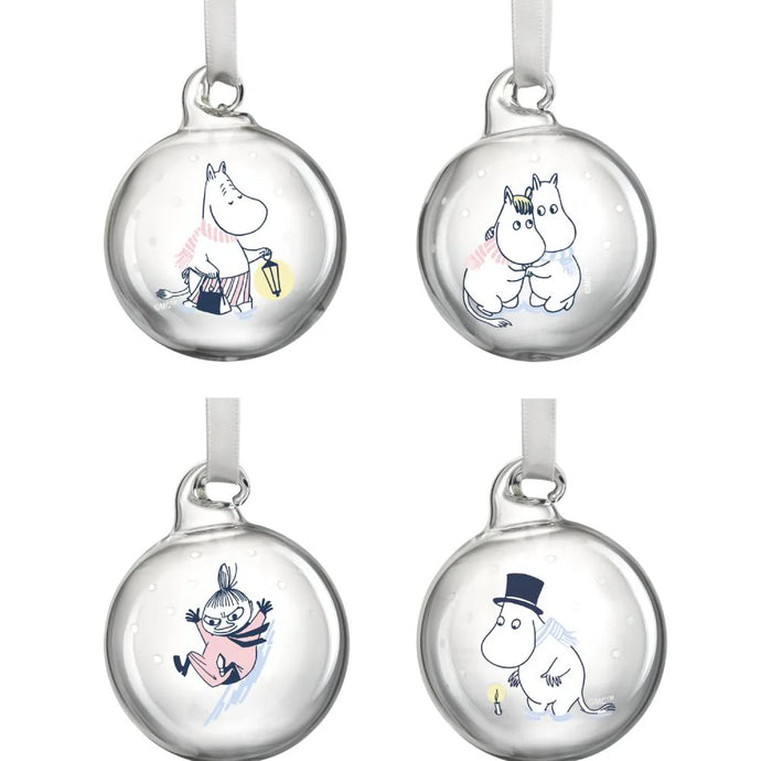 Muurla Moomin Let it Snow Decoration Ball, Set of 4