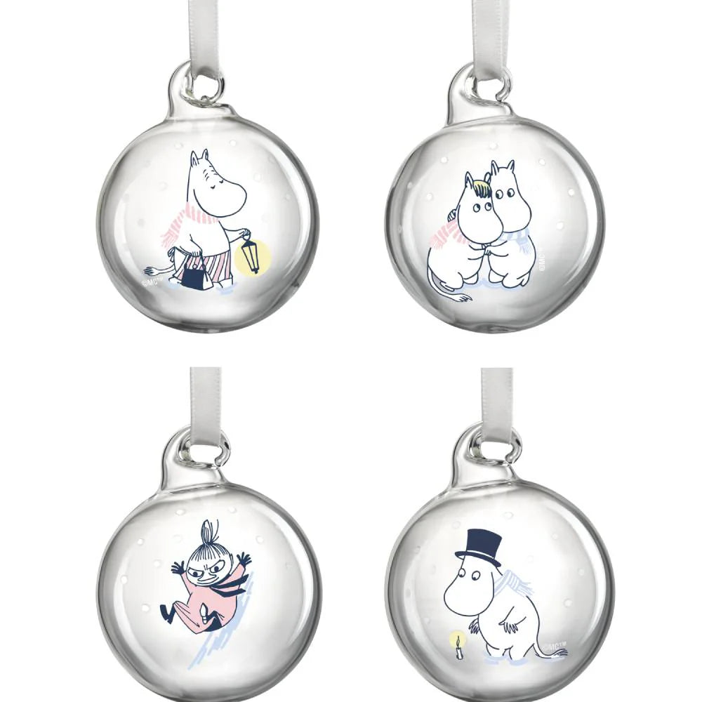 Muurla Moomin Let it Snow Decoration Ball, Set of 4