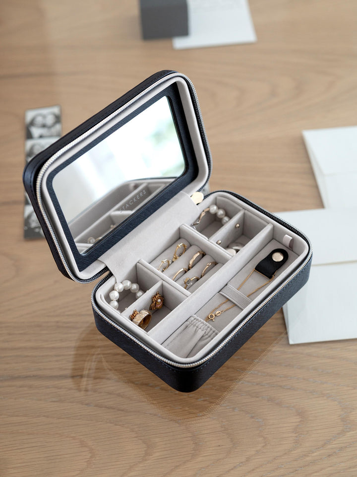 Luxury Travel Box, Black Raffia