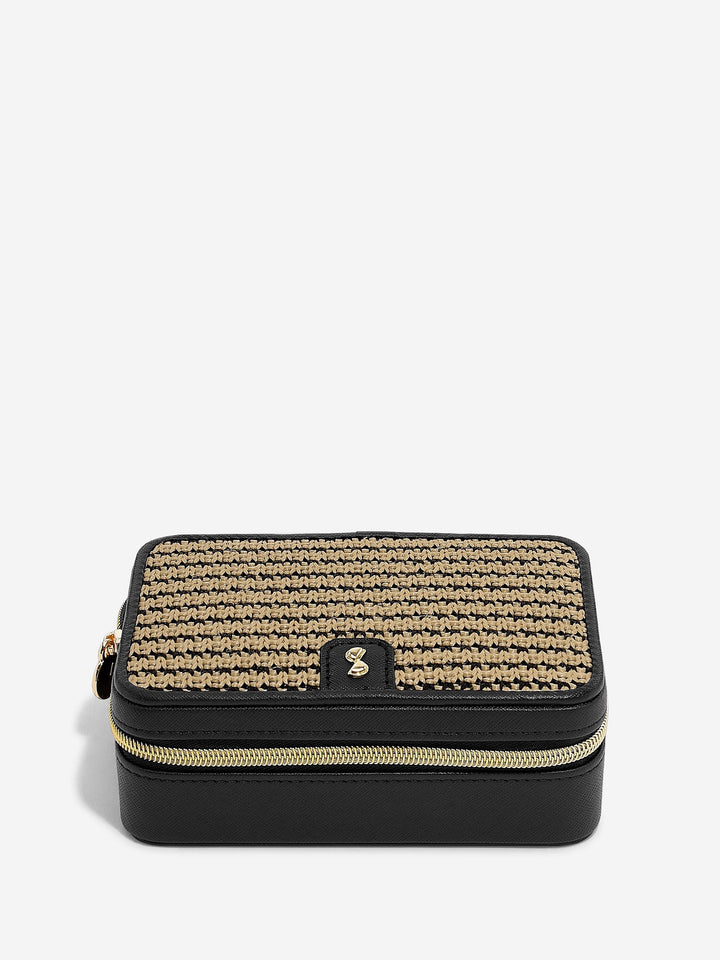 Luxury Travel Box, Black Raffia