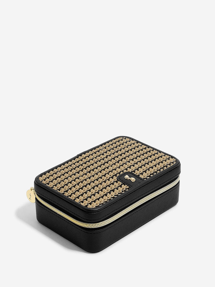 Luxury Travel Box, Black Raffia