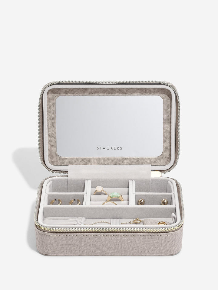 Luxury Travel Box, Taupe Raffia