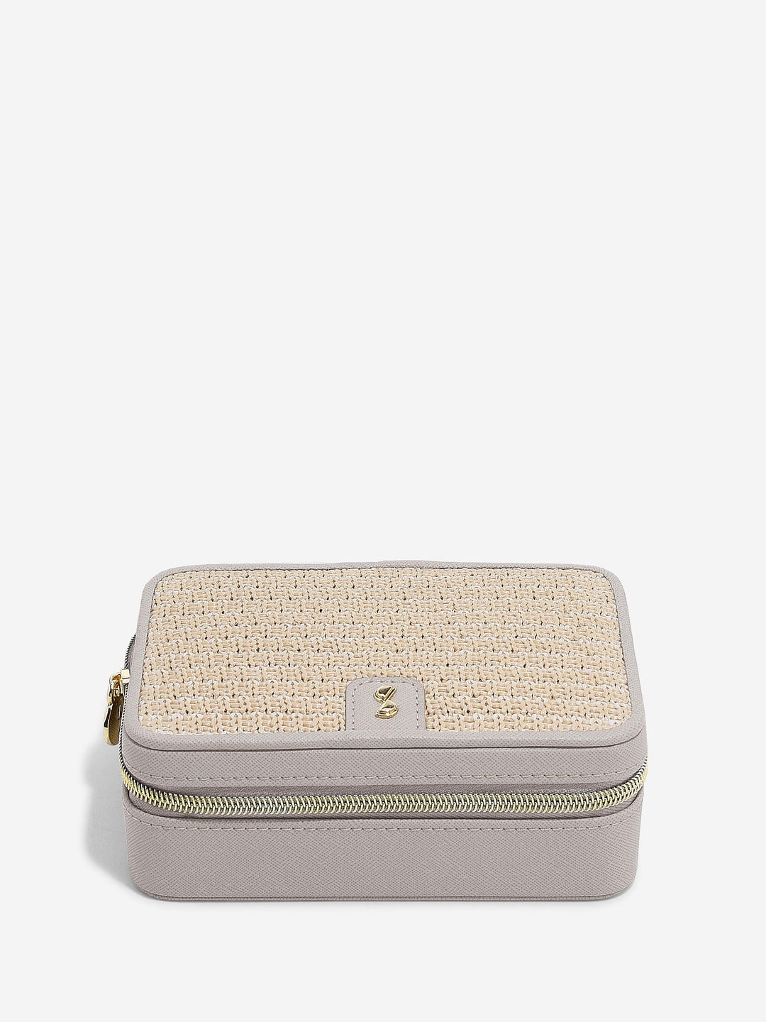Luxury Travel Box, Taupe Raffia