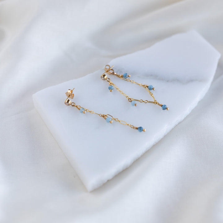 Aquamarine Tassel eyrnalokkar