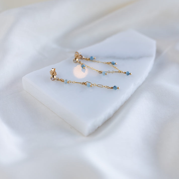 Aquamarine Tassel eyrnalokkar
