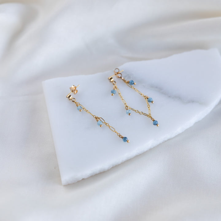 Aquamarine Tassel eyrnalokkar