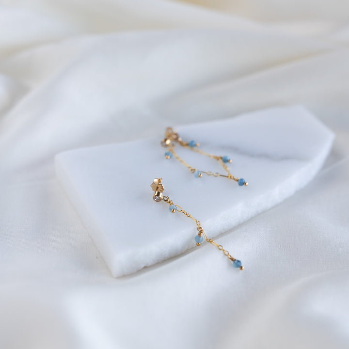 Aquamarine Tassel eyrnalokkar