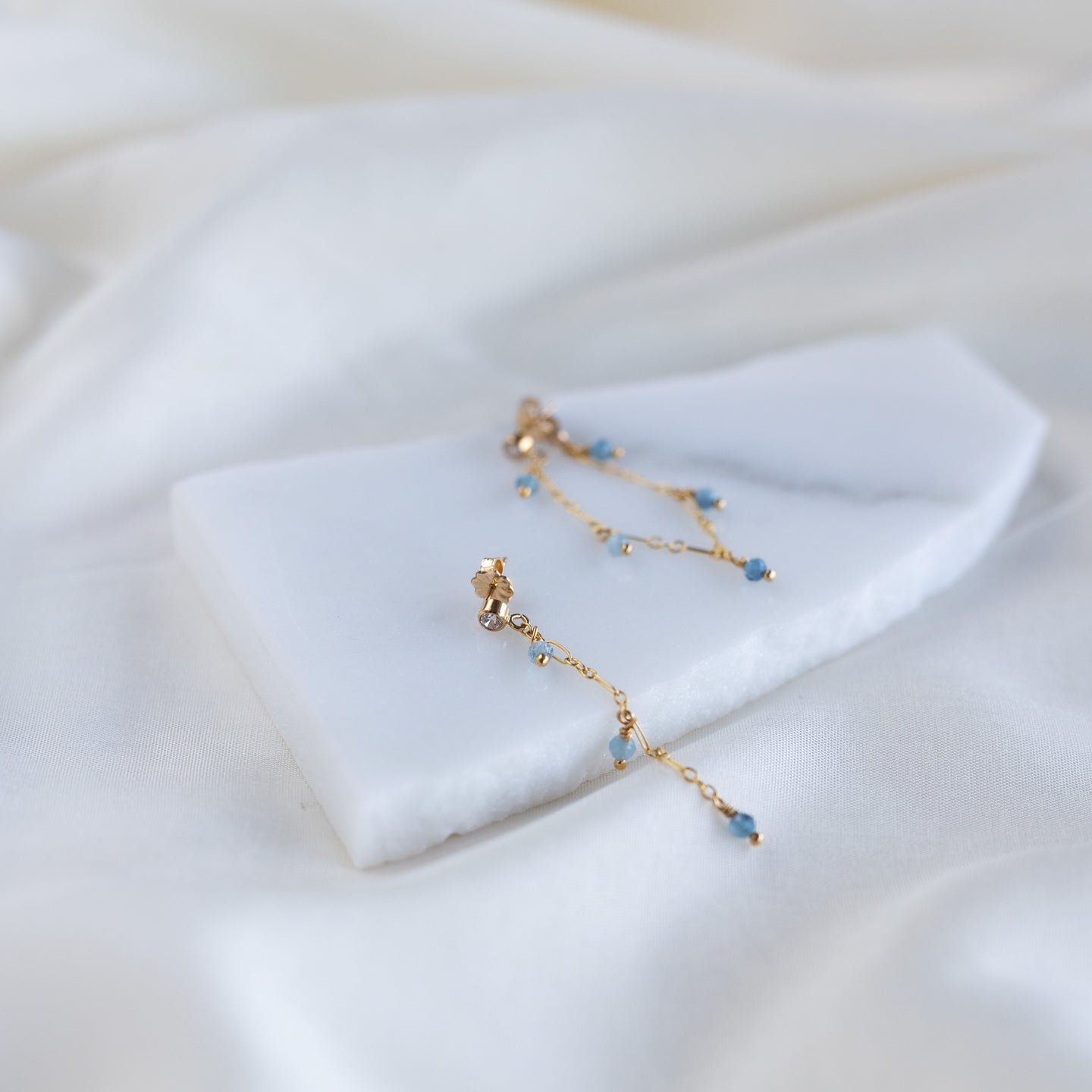 Aquamarine Tassel Earrings