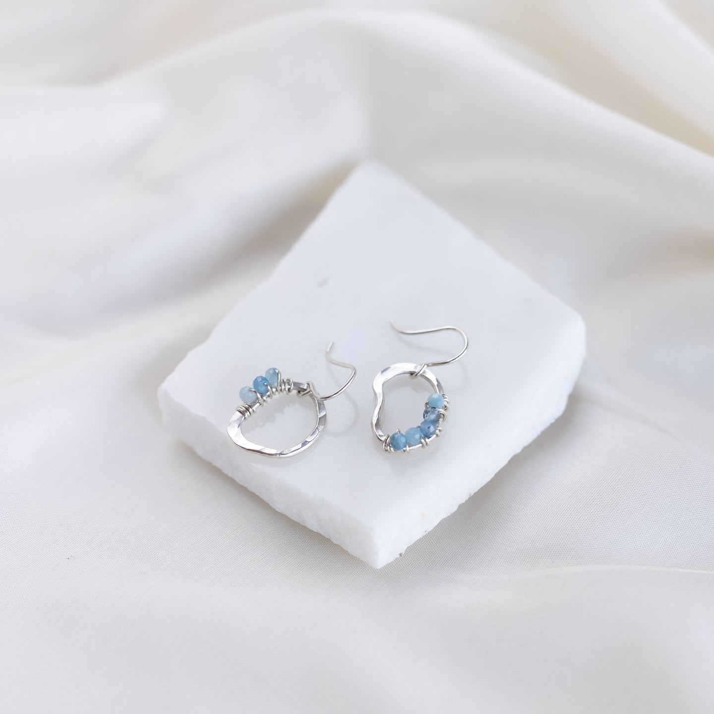 Vök Earrings, Aquamarine