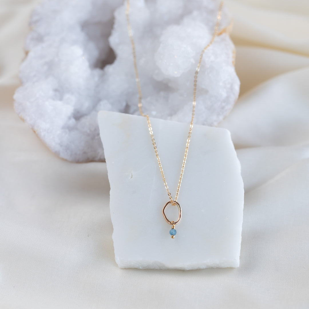 Petite Vök Necklace, Aquamarine
